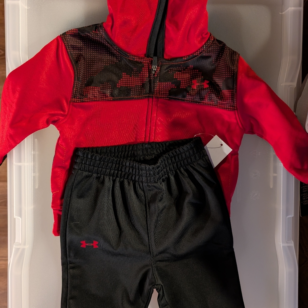Under Armour Red and Black Tracksuit